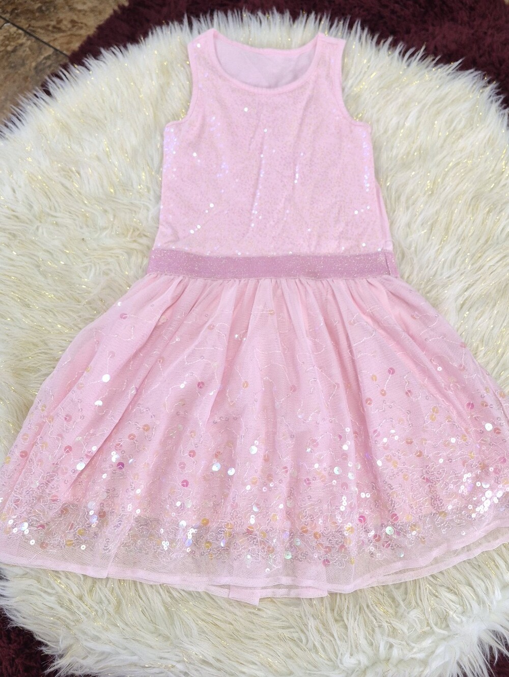 Girls' Pink Sequin Tank Dress Size 10